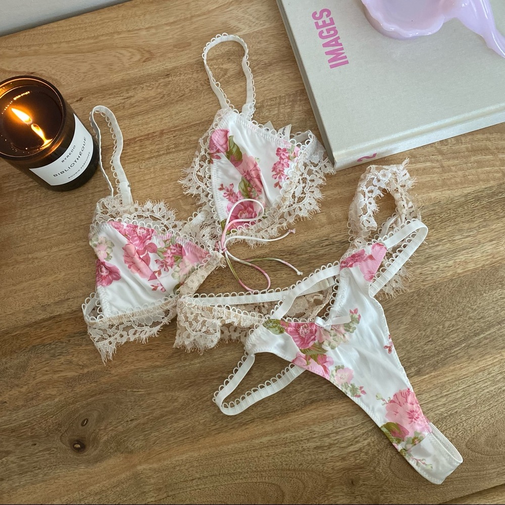 For love and lemons x Victoria’s Secret white melrose bralette and panty set S